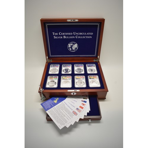 282 - 'The Certified Uncirculated Silver Bullion Collection' A Display chest containing uncirculated silve... 