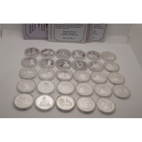 283 - History of Britain Silver Bullion Collection, part set with x28 coins with Certificates. Each coin 1... 