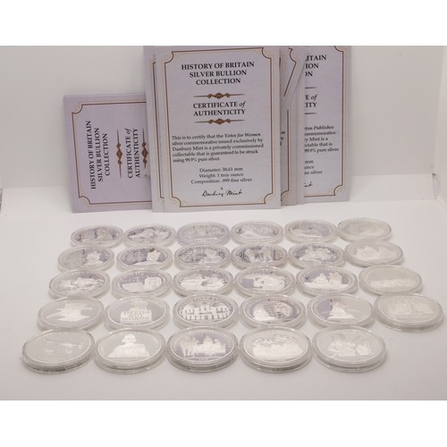 283 - History of Britain Silver Bullion Collection, part set with x28 coins with Certificates. Each coin 1... 