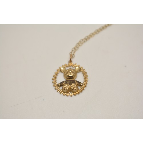 303 - 9ct gold drop pendant with gold chain, both hallmarked 375 together with 9ct gold necklace with tedd... 