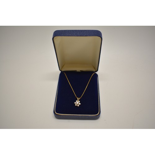 307 - 9ct yellow gold chain with pendant stamped 9kt with import hallmarks 375. Approx L15