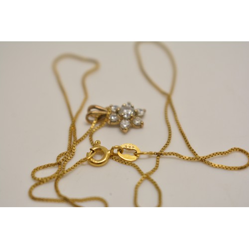 307 - 9ct yellow gold chain with pendant stamped 9kt with import hallmarks 375. Approx L15