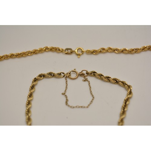 308 - 9ct gold rope chain (17