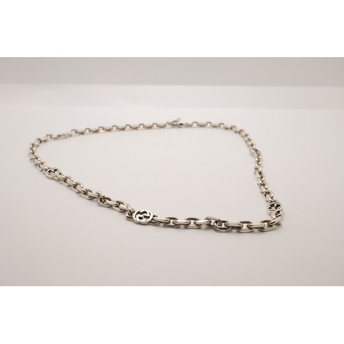 314 - Gucci sterling silver interlocking G 60cm chain necklace with lobster clasp fastening, unisex. item ... 