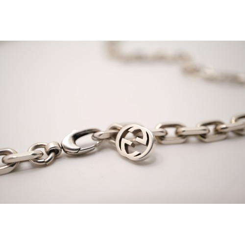 314 - Gucci sterling silver interlocking G 60cm chain necklace with lobster clasp fastening, unisex. item ... 