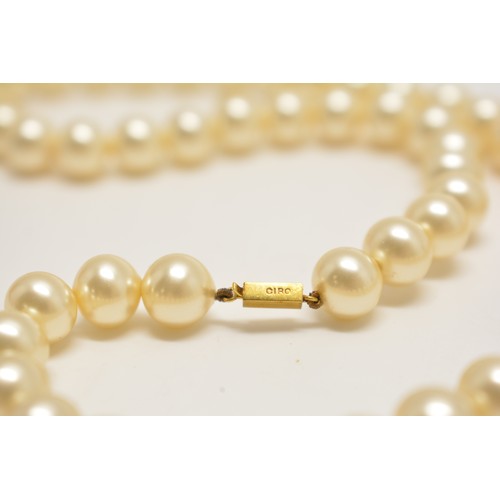 317 - Ciro pearl necklace, clasp marked 9ct Ciro, approx L16