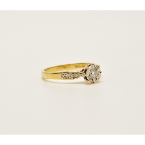 326 - 18ct yellow gold diamond ring, with central stone and smaller diamonds to mount, hallmarked Sheffiel... 