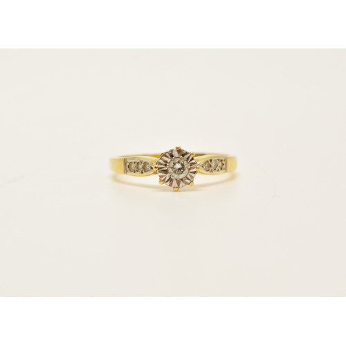 326 - 18ct yellow gold diamond ring, with central stone and smaller diamonds to mount, hallmarked Sheffiel... 