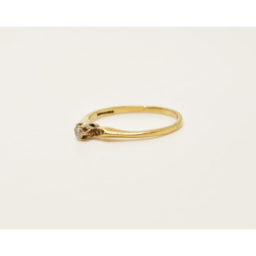 327 - 9ct yellow gold diamond solitaire ring of delicate design, hallmarked 375, approx size O, approx wei... 