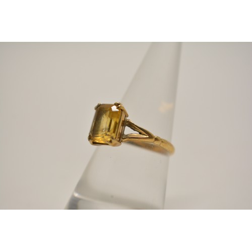 332 - x2 rings - 9ct gold ring with faceted citrine size L, stamped 9ct WN, together with one other three ... 