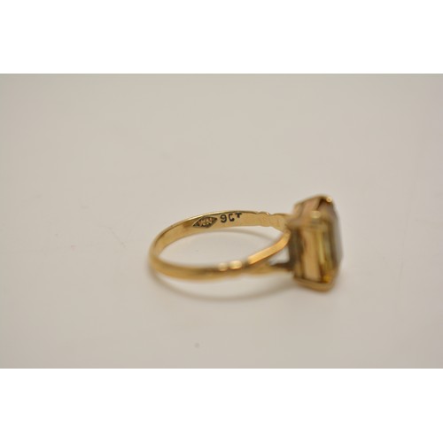 332 - x2 rings - 9ct gold ring with faceted citrine size L, stamped 9ct WN, together with one other three ... 