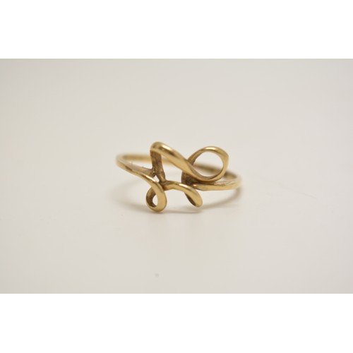 340 - 9ct yellow gold twist design ring, hallmarked London together with moon and stars yellow gold neckla... 