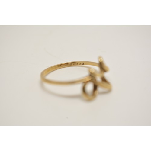 340 - 9ct yellow gold twist design ring, hallmarked London together with moon and stars yellow gold neckla... 