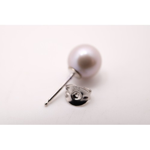 342 - Pearl Earrings and Ring - 9ct white gold ring hallmarked 375, approx size L, together with 9ct white... 