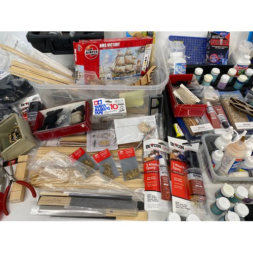 86A - A large collection of model making  equipment including paints/sprayer, brushes, plank bending toolk... 