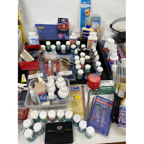 86A - A large collection of model making  equipment including paints/sprayer, brushes, plank bending toolk... 