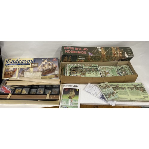 86D - x2 Boxed Construction Model sets of 'Sovereign of the Seas' and  'Endeavour'