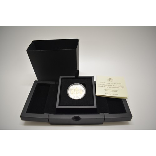 359 - 2023 King Charles III Coronation  Silver proof Five Pound Coin Limited edition, in boxed presentatio... 