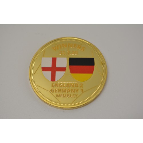 362 - 2022 England Winners' Commemorative Gold plated proof medallion, with certificate and box. Celebrate... 