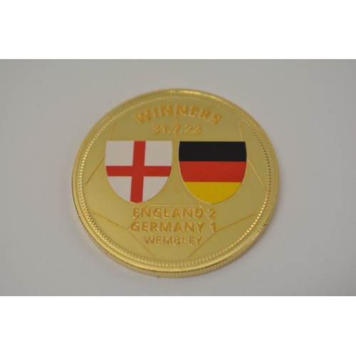 363 - 2022 England Winners' Commemorative Gold plated proof medallion, with certificate and box. Celebrate... 