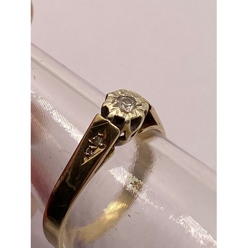 299B - Vintage 9ct gold ring with raised diamond to central design, with smaller diamonds to mount. approx ... 