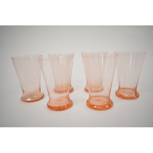 40 - Vintage pink lemonade set comprising glass jug and x6 tumblers