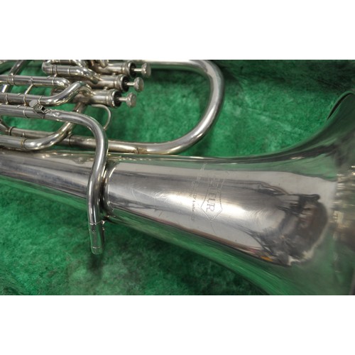 62 - Vintage Euphonium engraved 'Lafleur imported by Boosey & Hawkes London', with musical scores in case... 