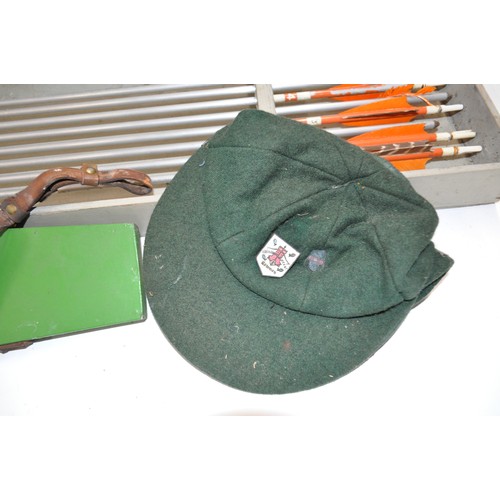 63 - Apollo Falcon Bow with Arrow, in case, includes Windsor Forest Bowmen Cap. AF