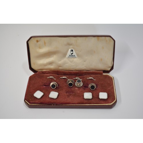 78 - x1boxed set of studs and x1 boxed buttons together with collar box, collars and various stud boxes a... 