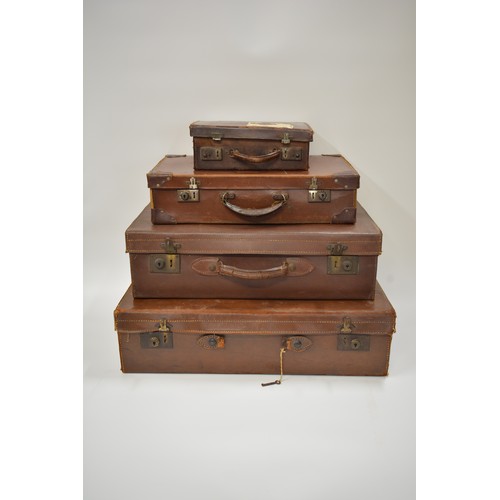 88 - x3 Graduating vintage suitcases and small evacuee style case