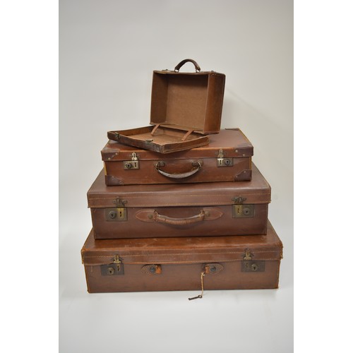 88 - x3 Graduating vintage suitcases and small evacuee style case