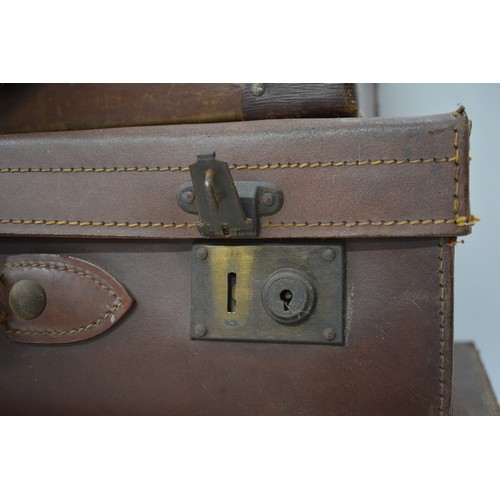 88 - x3 Graduating vintage suitcases and small evacuee style case