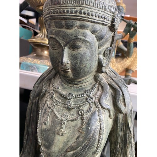 102 - Large bronze Deity Guan Yin also known as Avolokhesattva, Goddess of mercy and considered to be the ... 