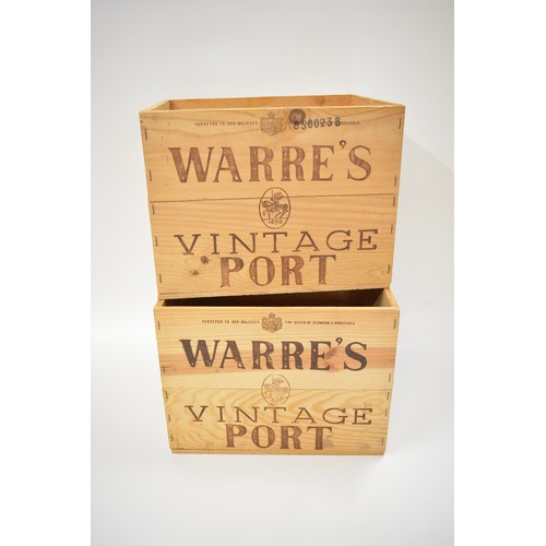 111 - x2 Warre's Vintage Port crates stamped J.E.F London