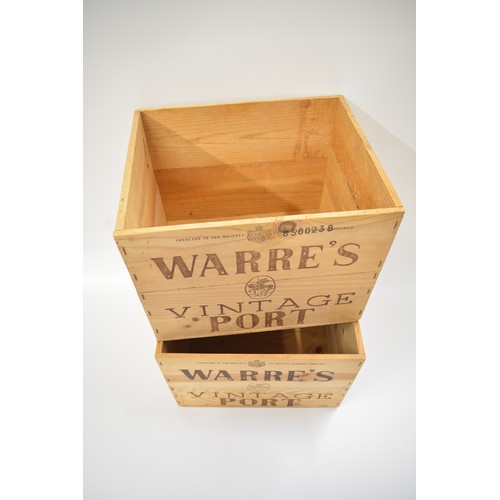 111 - x2 Warre's Vintage Port crates stamped J.E.F London