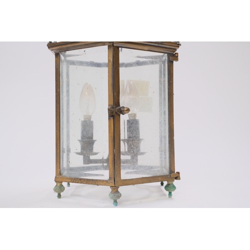 115 - Antique Georgian style hexagonal ceiling lantern/light with bevelled glass panels