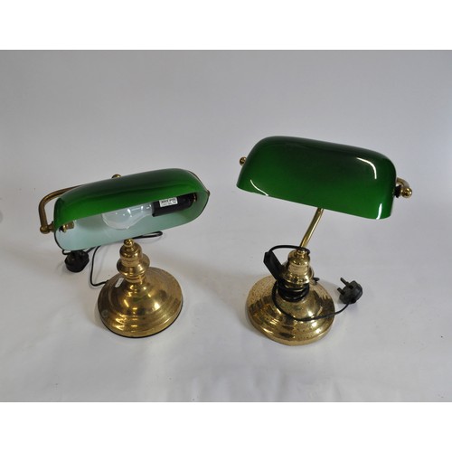 117 - Pair of vintage style Banker's lamps. PAT tested AF