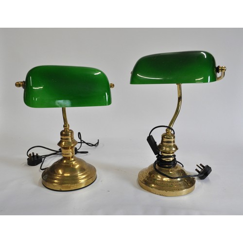 117 - Pair of vintage style Banker's lamps. PAT tested AF