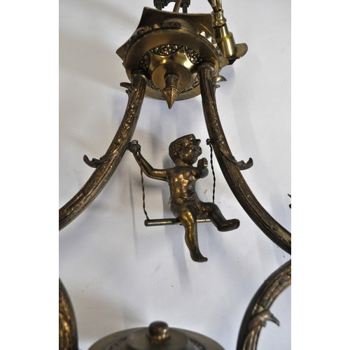 118 - Pair of Cherub on swing ceiling lights with twin bulb holders, together with cherub lights, AF and u... 