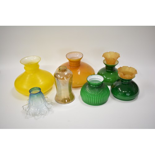 121 - Various coloured glass lamp/light shades  of various design. AF. Inhouse P&P unavailable on this ite... 