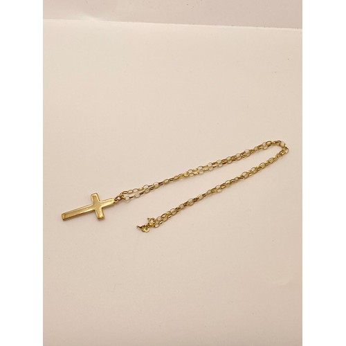 197 - Yellow gold cross hallmarked 9ct Birmingham with a belcher necklace stamped 375. Approx gross weight... 