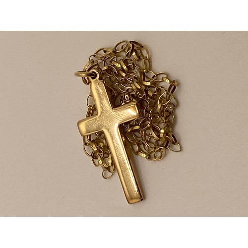 197 - Yellow gold cross hallmarked 9ct Birmingham with a belcher necklace stamped 375. Approx gross weight... 