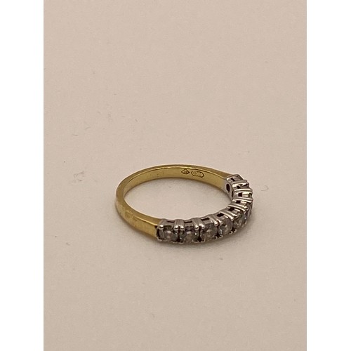 198 - 18ct yellow gold brilliant cut diamond half eternity ring, stamped 750, RT, approx combined 0.65ct, ... 