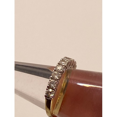 198 - 18ct yellow gold brilliant cut diamond half eternity ring, stamped 750, RT, approx combined 0.65ct, ... 