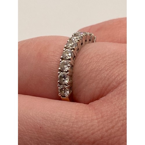 198 - 18ct yellow gold brilliant cut diamond half eternity ring, stamped 750, RT, approx combined 0.65ct, ... 