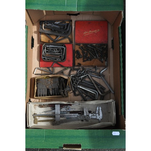 213 - Collection of Alan keys, number punches, and measuring implements