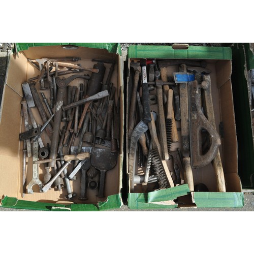 221 - x2 boxes of mixed tools to inlcude rasps, wire brushes etc.