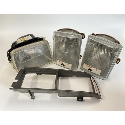 240 - x3 Renault headlights, of which two are Renault 14 together with a Renault 19/21 near-side bezel