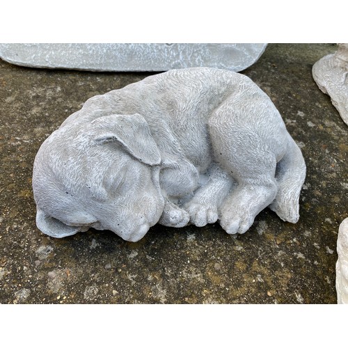 254 - Garden Statue of a sleeping Labrador Puppy dog