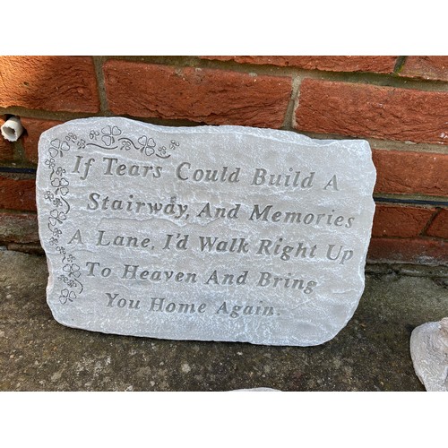 255 - Reconstituted stone remembrance plaque 'If tears could build a Stairway'